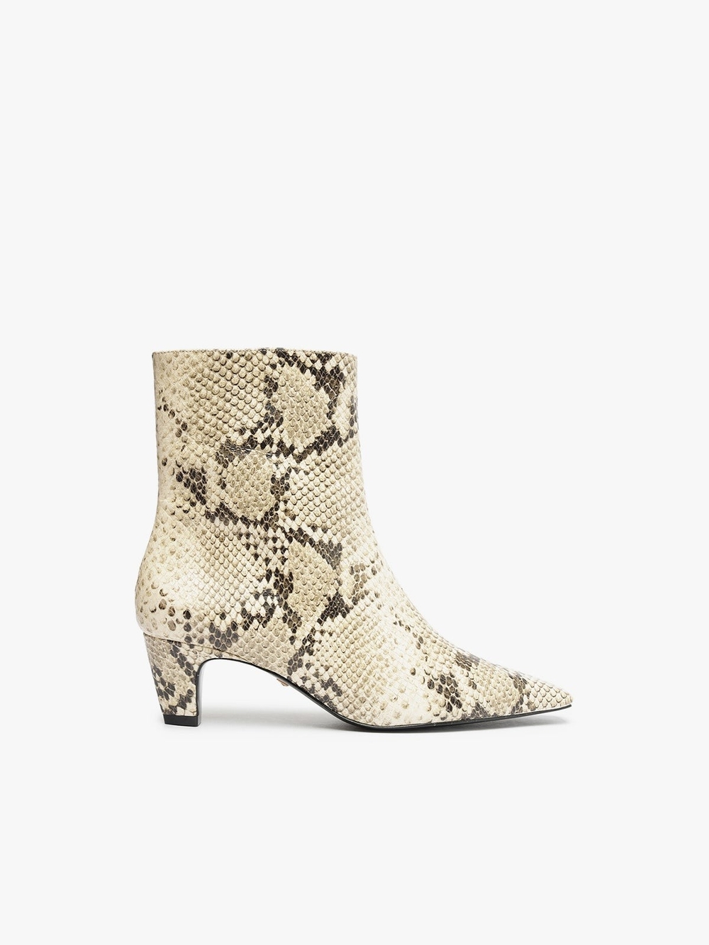 SCHUTZ Snake-Print Ankle Booties in Cream and Brown